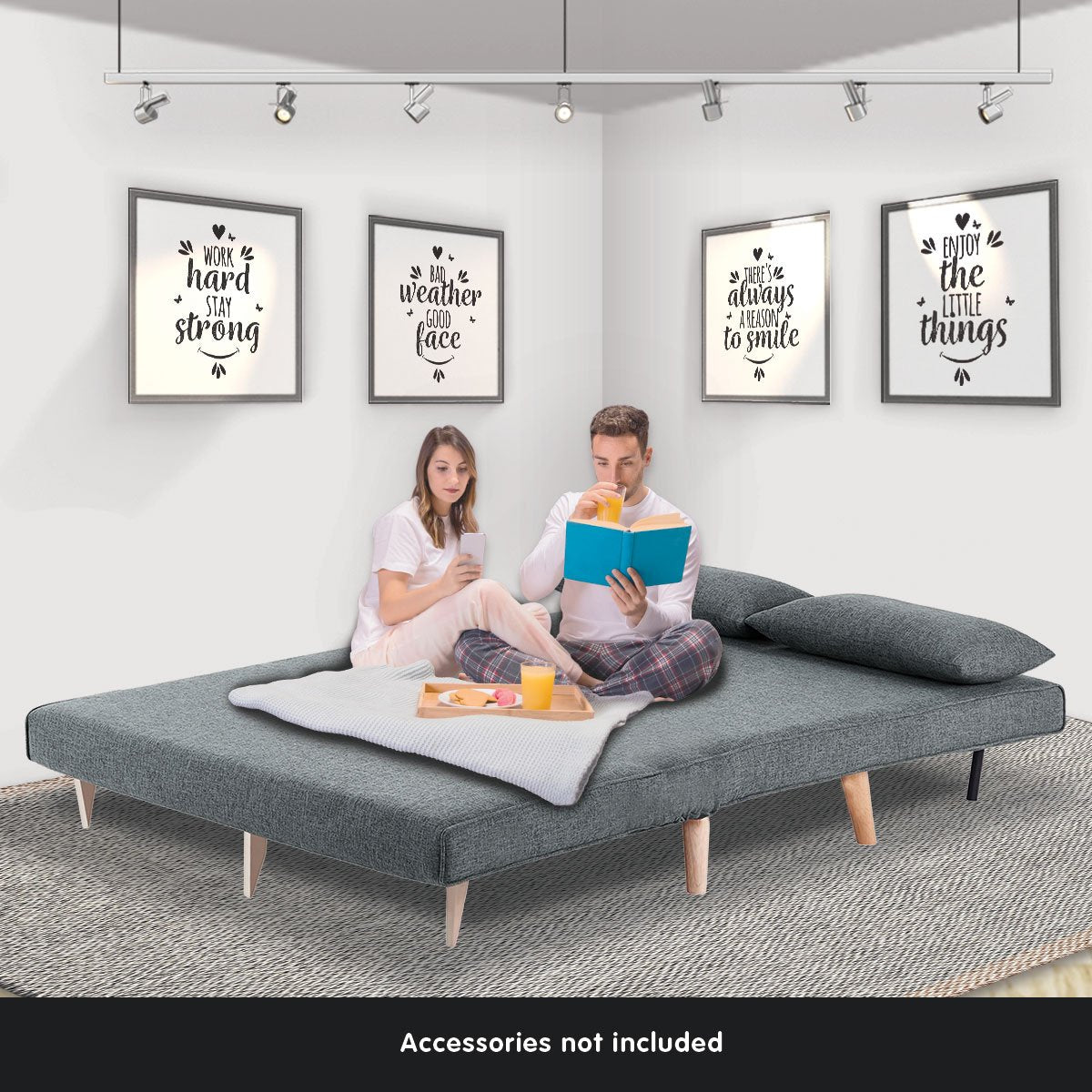 Sarantino 2-Seater Adjustable Sofa Bed Lounge Faux Velvet