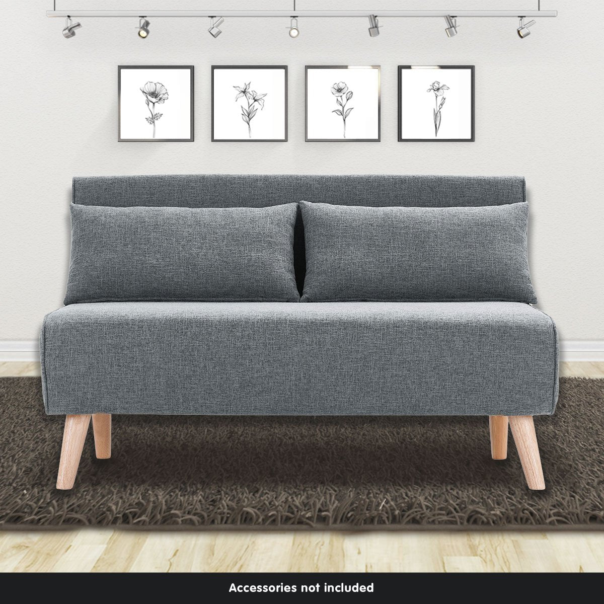 Sarantino 2-Seater Adjustable Sofa Bed Lounge Faux Velvet