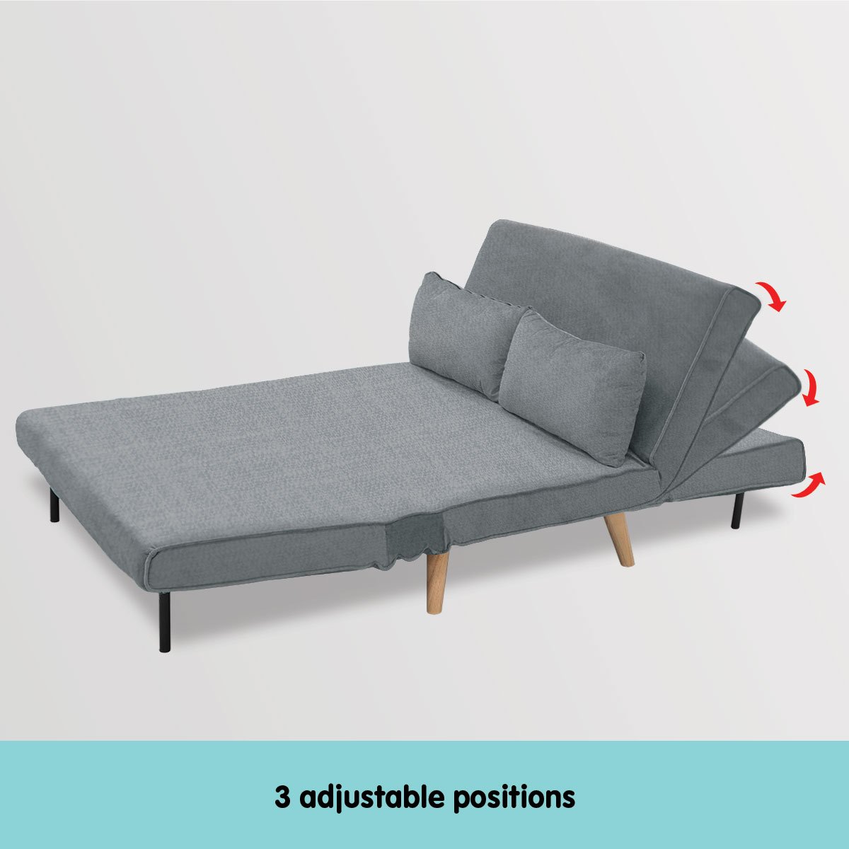 Sarantino 2-Seater Adjustable Sofa Bed Lounge Faux Velvet