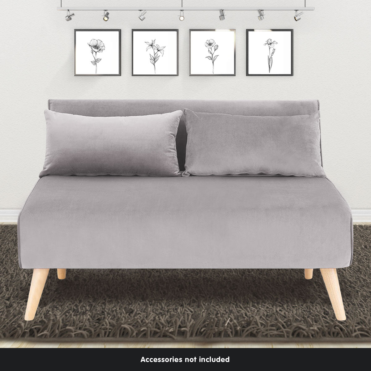 Sarantino 2-Seater Adjustable Sofa Bed Lounge Faux Velvet