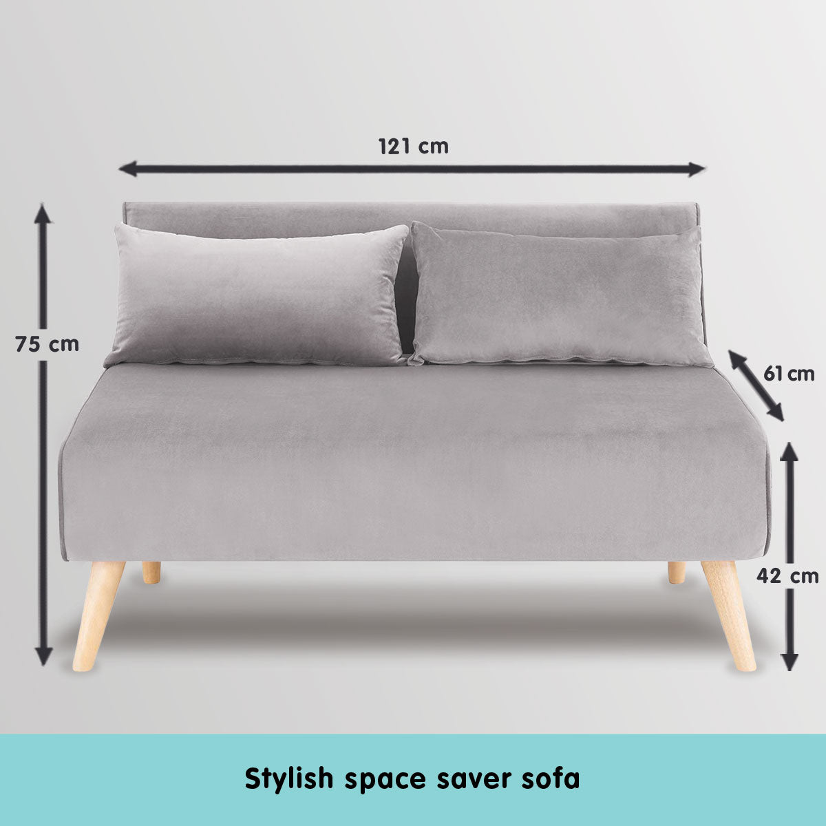 Sarantino 2-Seater Adjustable Sofa Bed Lounge Faux Velvet